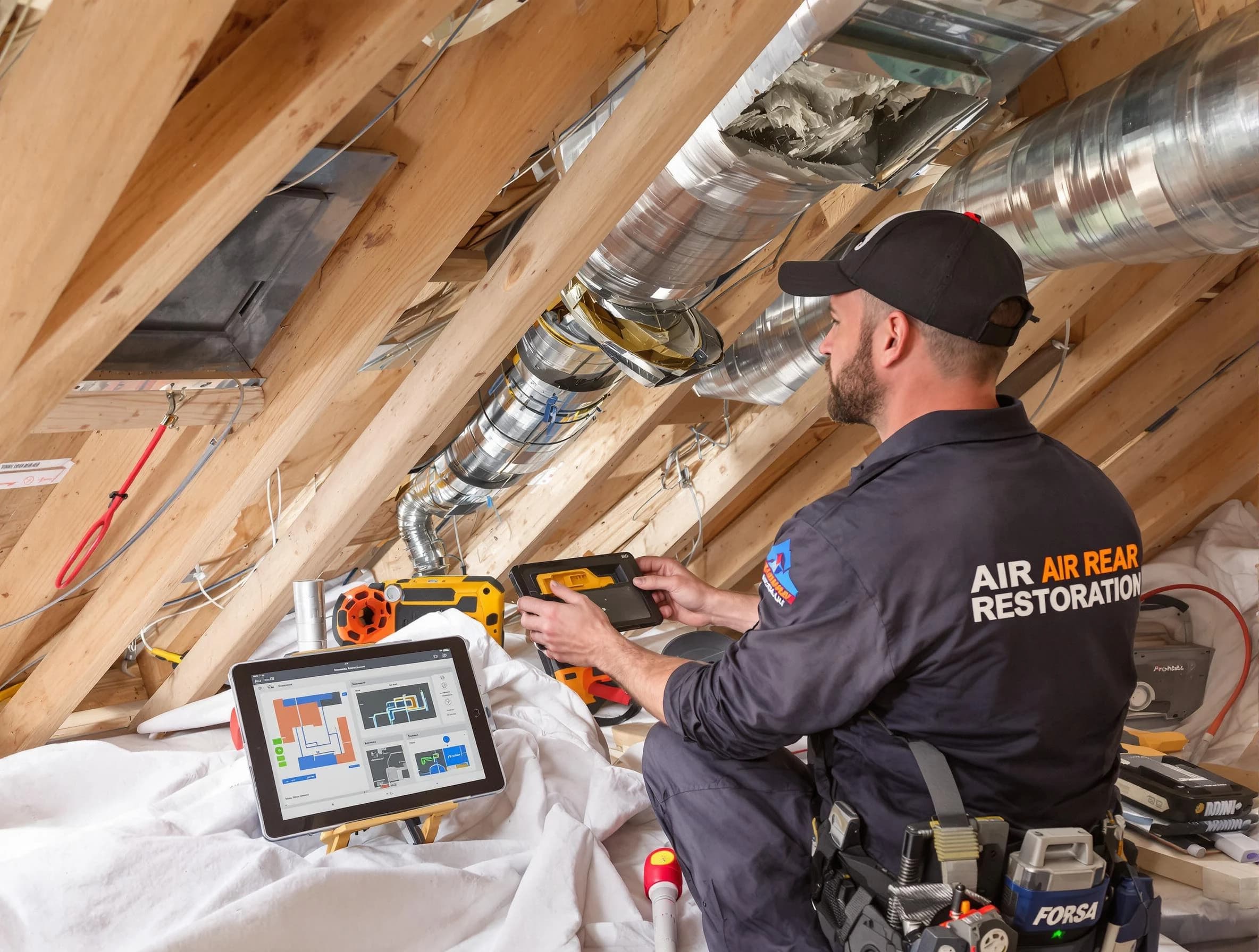 Hemet Air Duct Cleaning technician performing precise duct repair work in Hemet