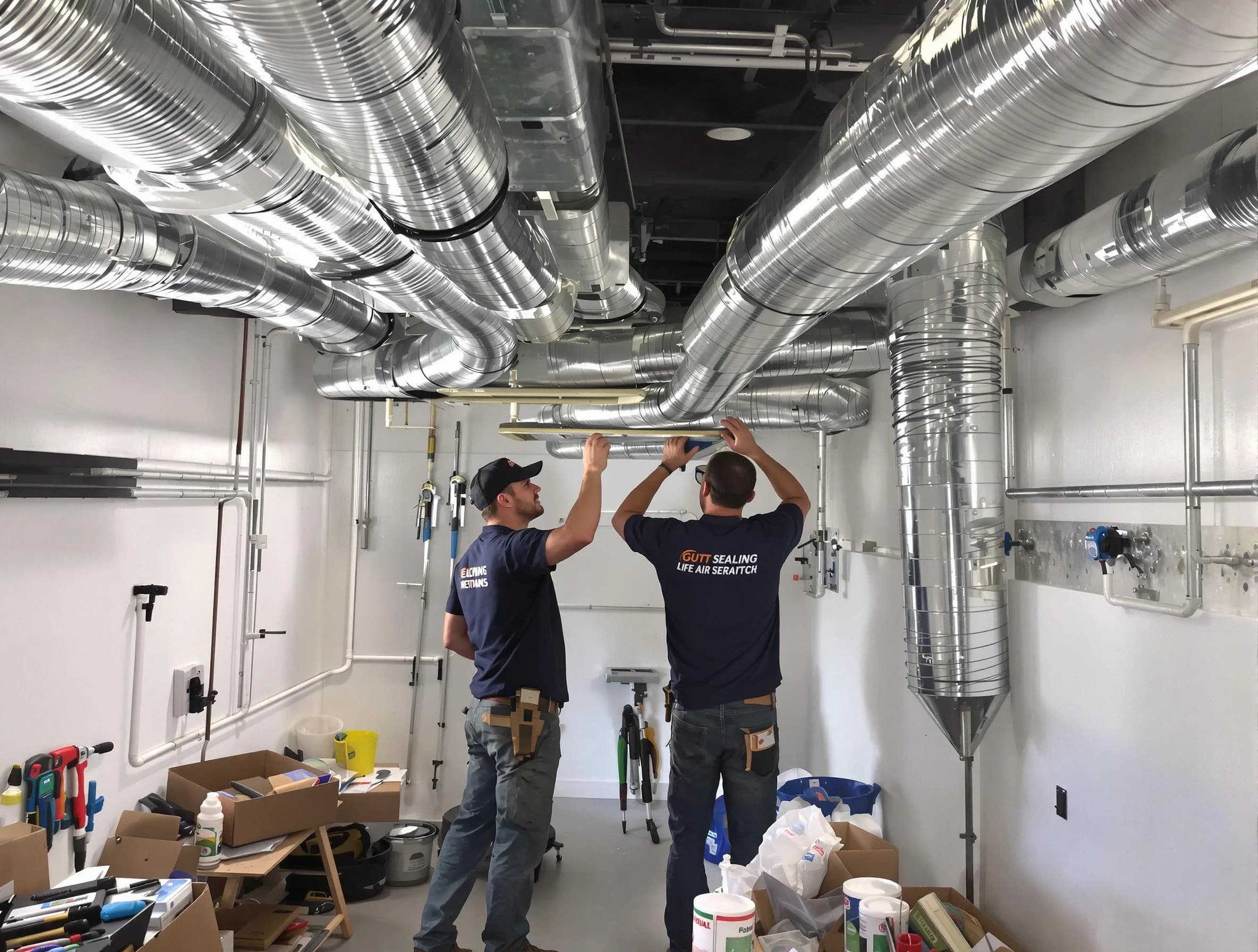 Hemet Air Duct Cleaning technician applying professional duct sealing solutions in Hemet