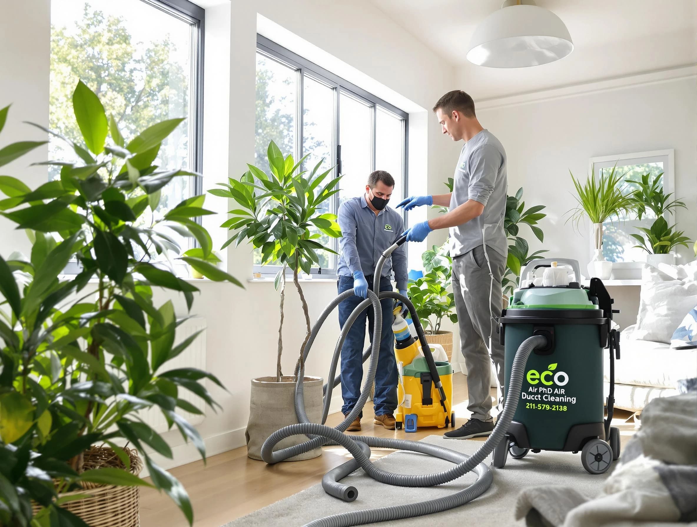 Hemet Air Duct Cleaning technician performing eco-friendly duct cleaning using sustainable methods in Hemet